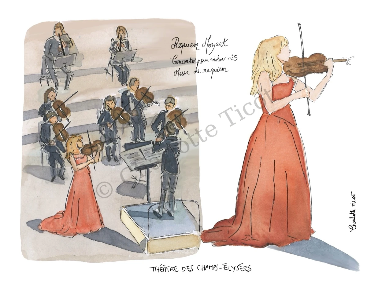 Un orchestre à Paris, illustration à l'aquarelle